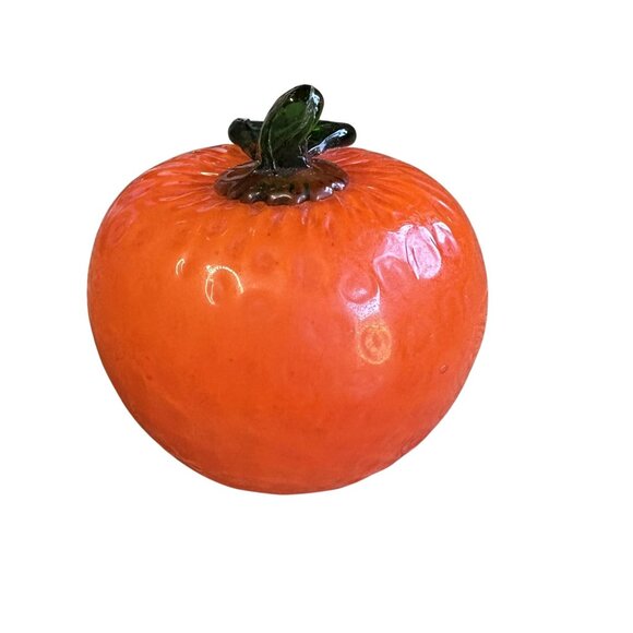 Vtg Murano Hand Blown Glass Orange/Tangerine 1970s Studio Art Glass Decor - Picture 4 of 6